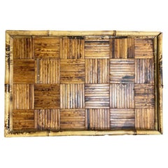 Tortoise Bamboo and Rattan Serving Tray or Bar Tray - 1970s