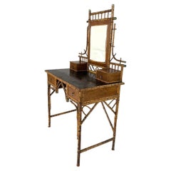 Tortoise Bamboo Dressing Table with Mirror