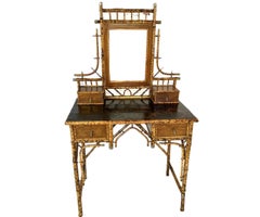 Tortoise Bamboo Dressing Table with Mirror