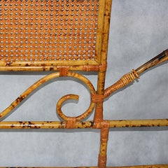 Tortoise Bamboo or Burnt Bamboo Cane and Rattan Full Size Headboard