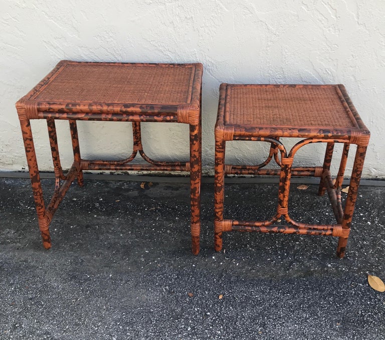 Tortoise Bamboo Stacking Tables at 1stDibs