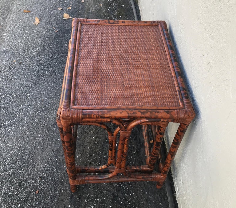 Tortoise Bamboo Stacking Tables at 1stDibs