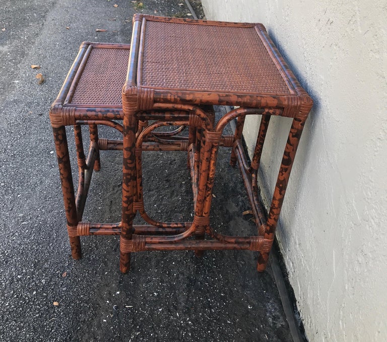 Tortoise Bamboo Stacking Tables at 1stDibs