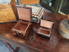 Tortoise Cigarette and Match Box with Sterling Mounts. Priced per box.