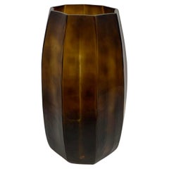 Tortoise Color Vertical Panel Glass Vase, Romania, Contemporary