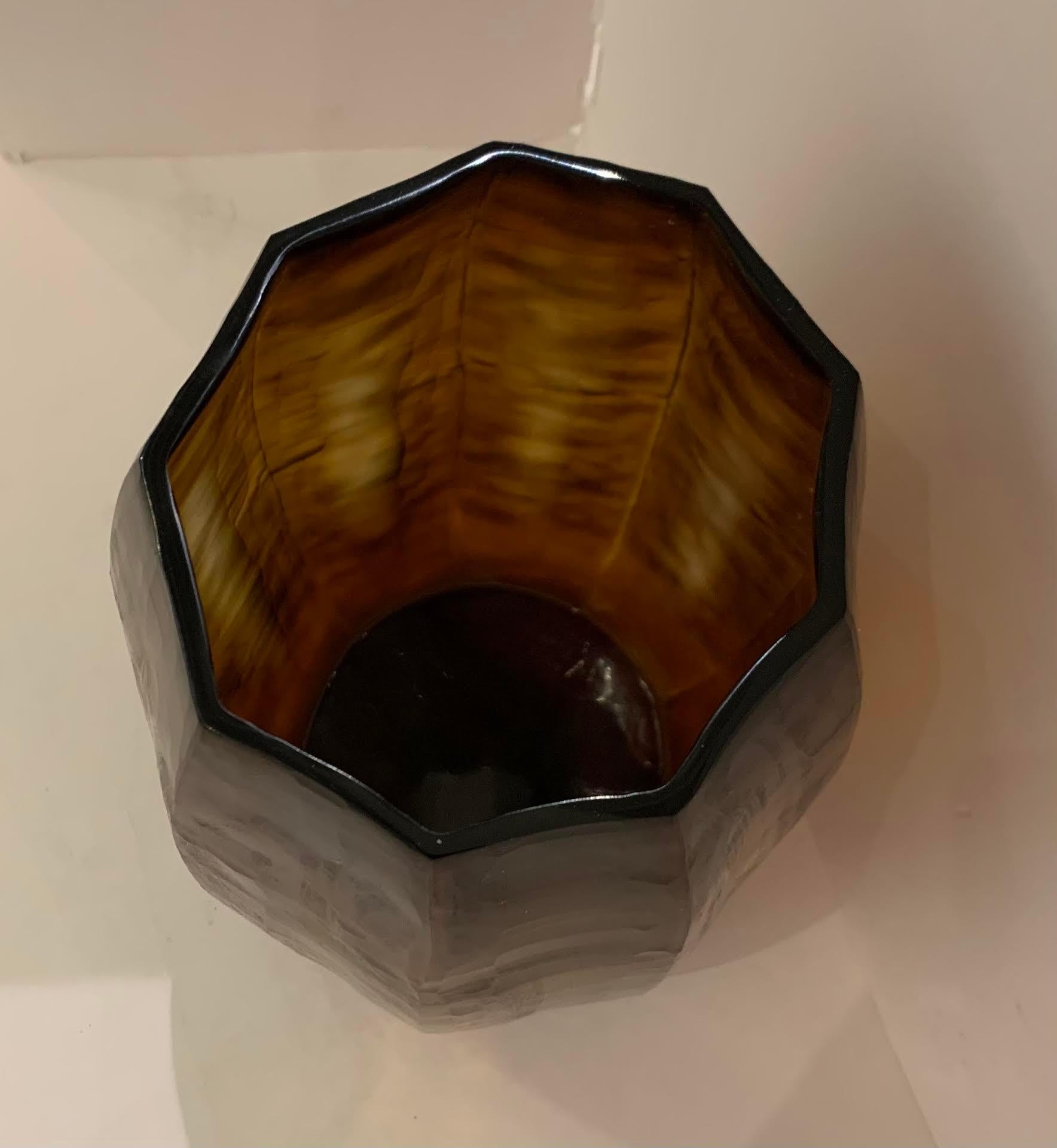 Romanian Tortoise Colored Glass Vase, Romania, Contemporary