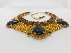 "Tortoise" Czech Cabochon Swag Chain Necklace