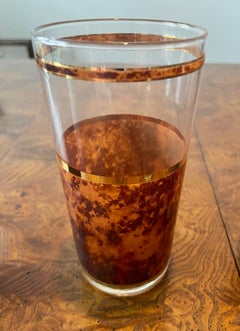 Tortoise High Ball Glasses & Brass Caddy