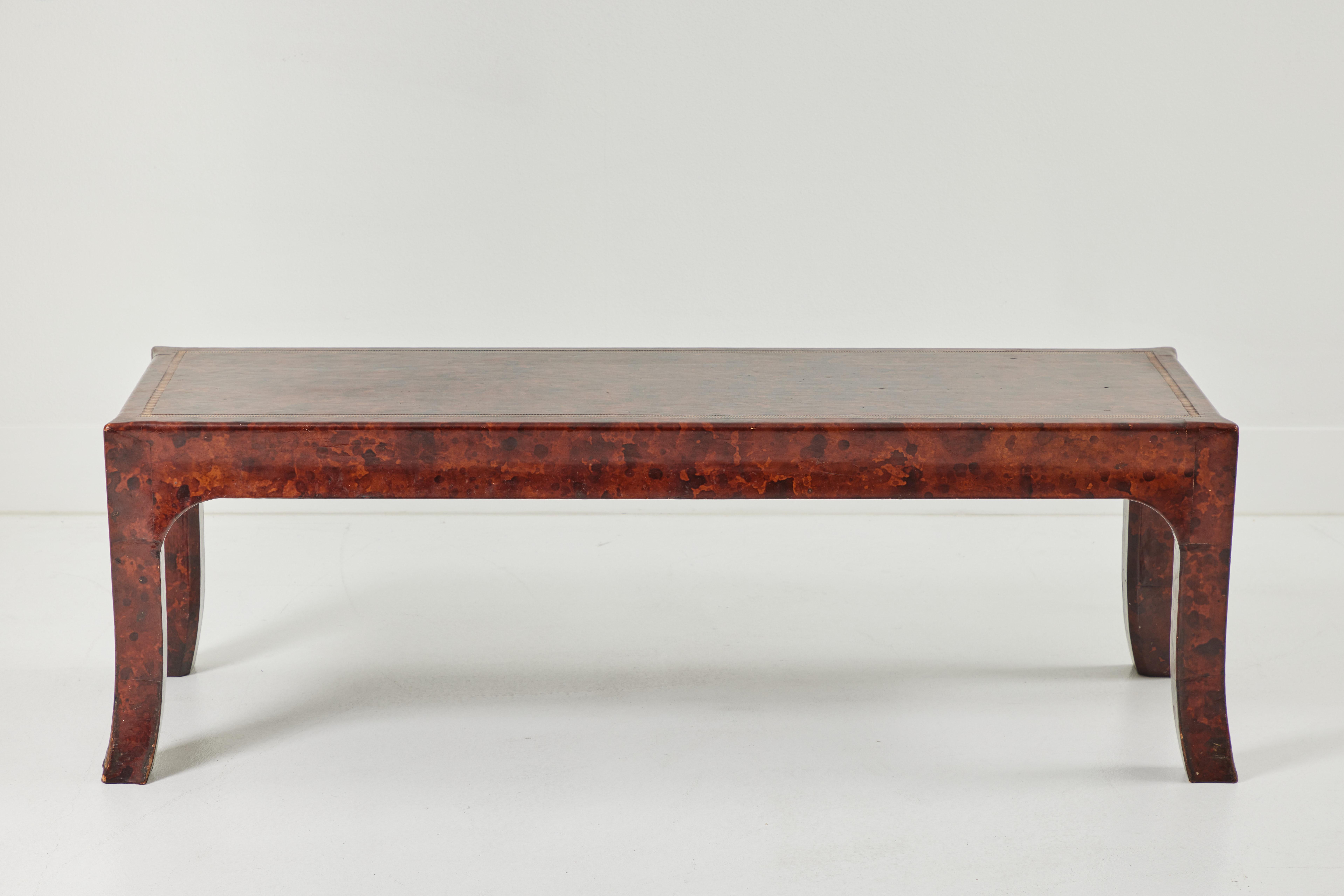 Mid-20th Century Tortoise Leather Veneered Cocktail Table by Billy Haines