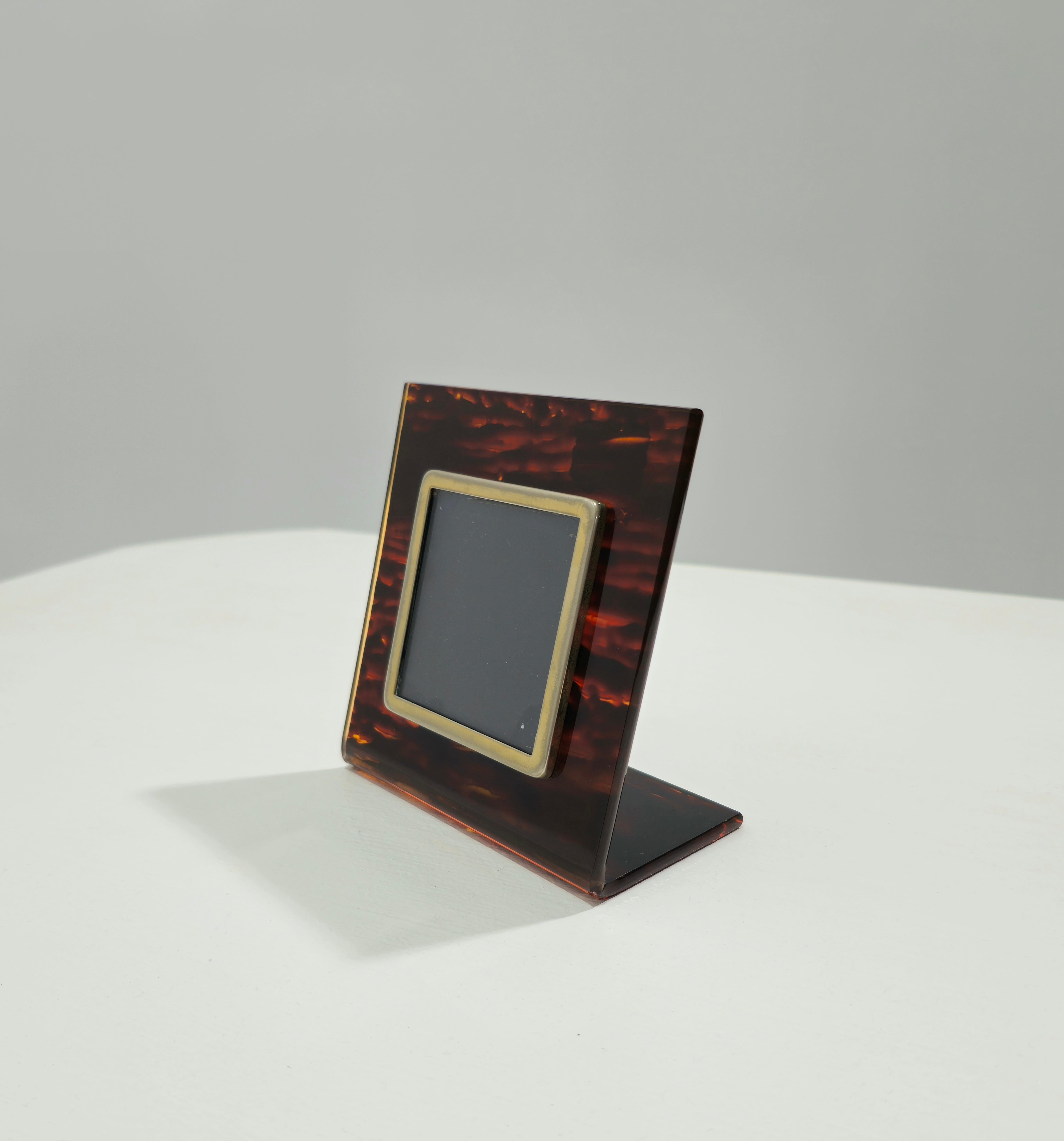 20th Century Tortoise Lucite Picture Frame Mid-Century  Design Italy 1970s