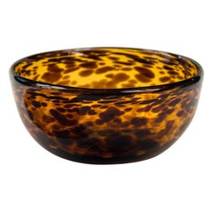 Antique Tortoise Shell Art Glass Bowl, circa 1900, England