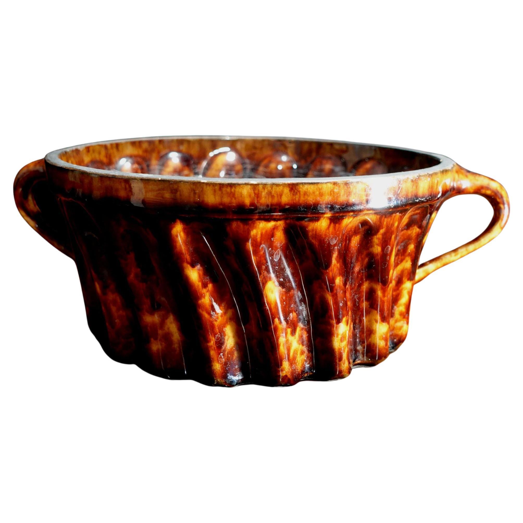 Tortoise Shell Art Glass Bowl, Hand Made, 1900s For Sale