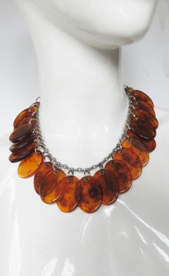 Tortoise Shell Bakelite Disc Necklace 1940s