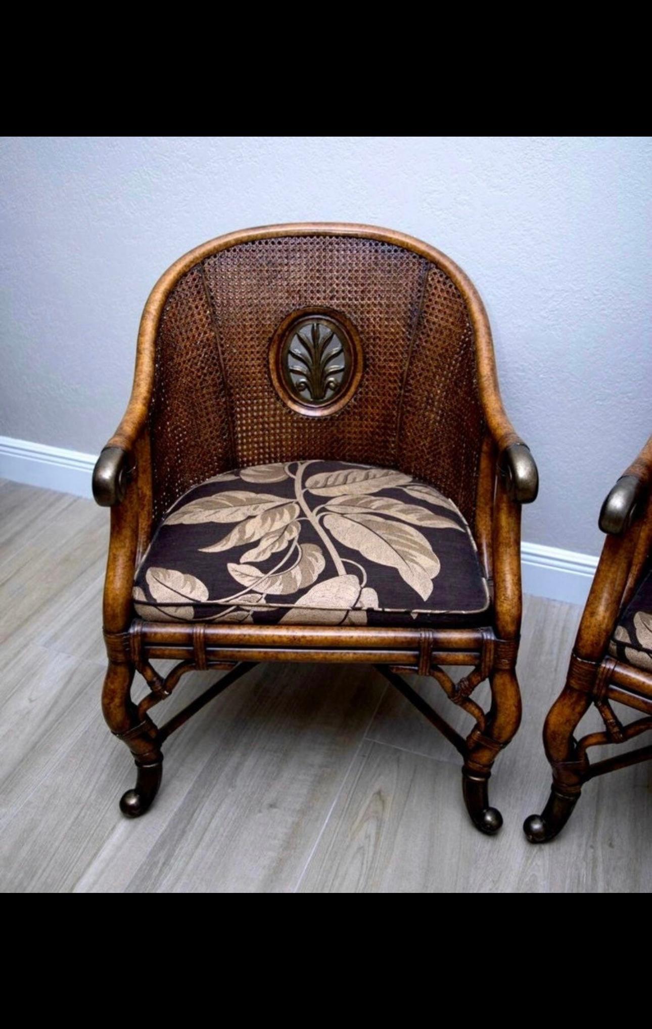 Anglo-Japanese Tortoise Shell Bamboo Armchairs  For Sale