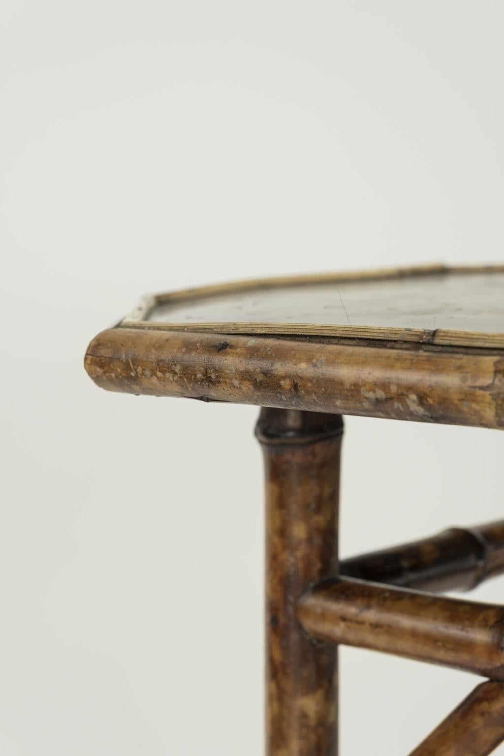 Tortoise Shell Bamboo Side Table In Good Condition In Houston, TX