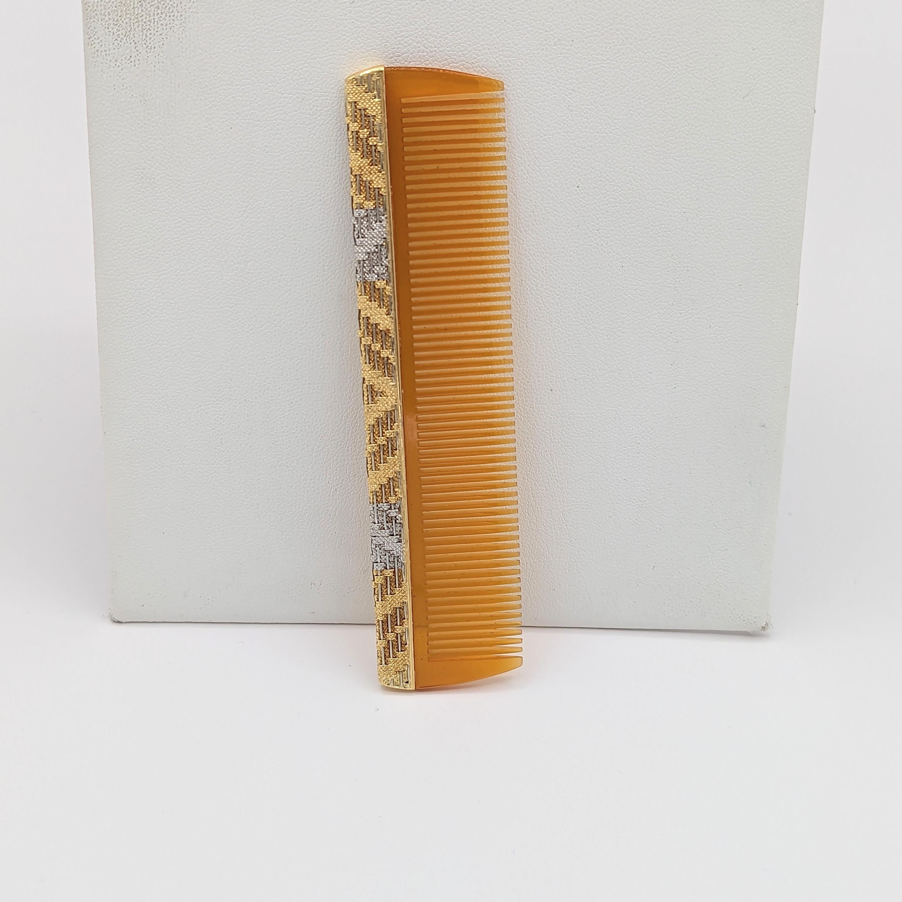 Beautiful comb handmade out of 18k white and yellow gold and tortoise shell.
