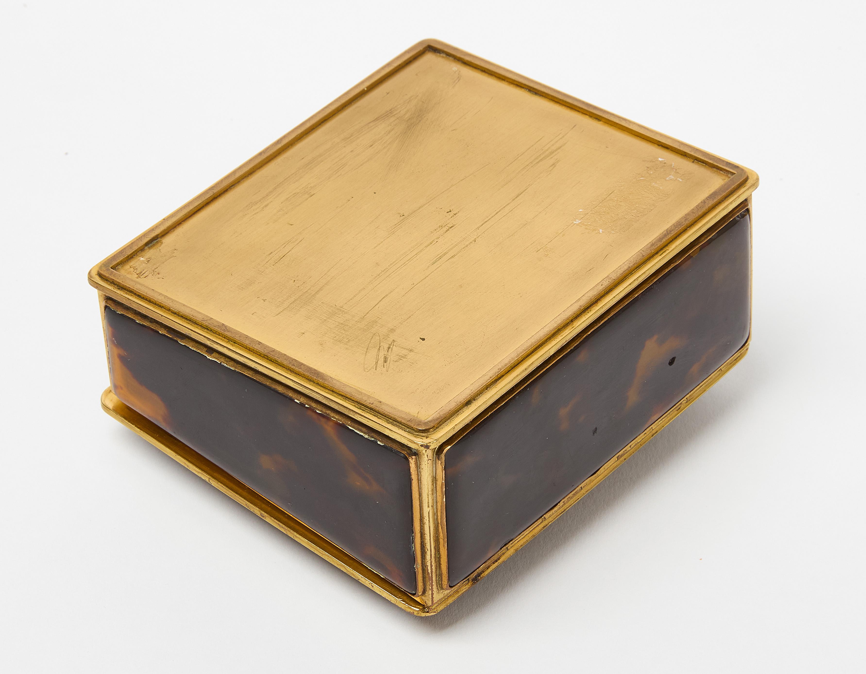 Mid-Century moderno Scatola da tavolo con guscio di tartaruga e orologio in vendita