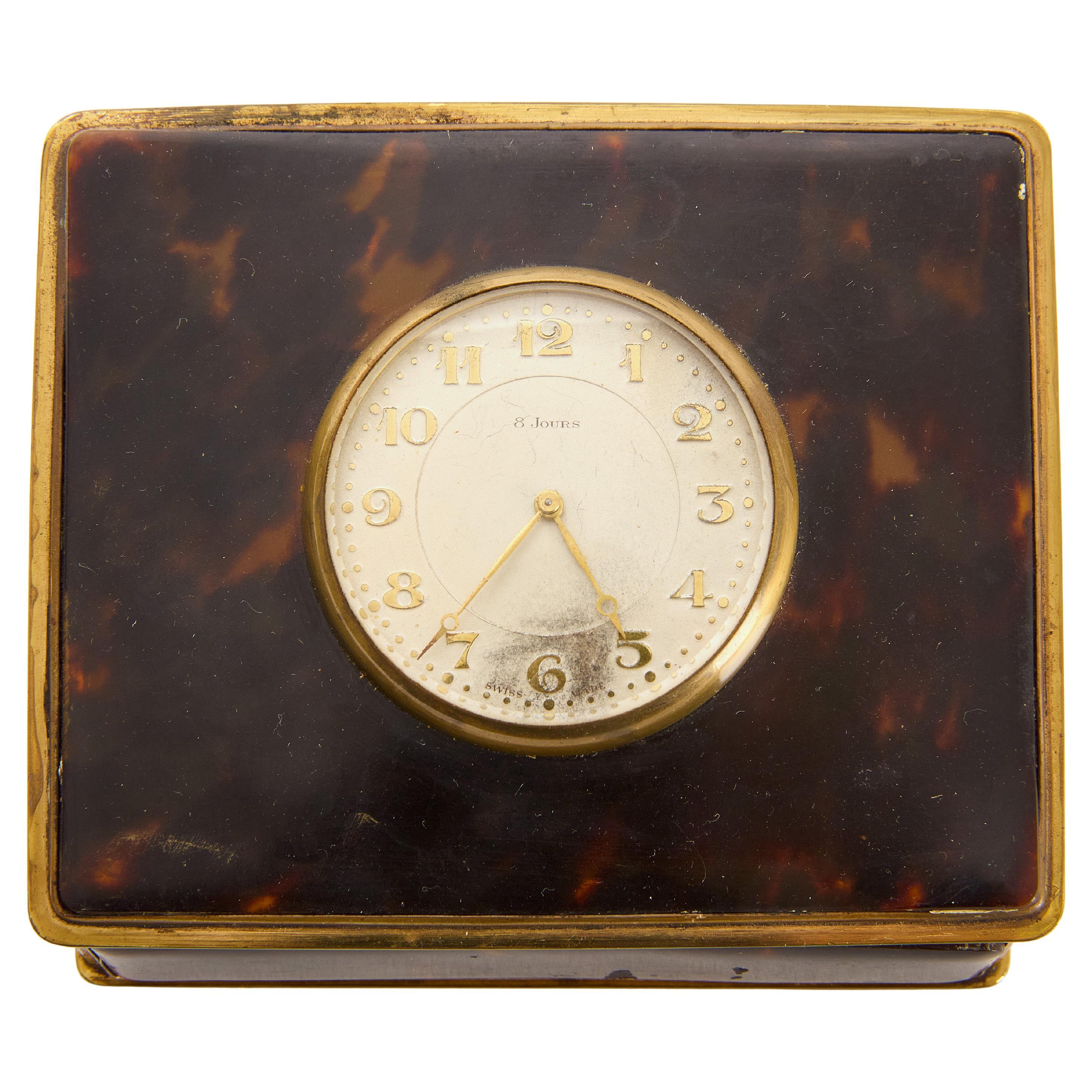 Scatola da tavolo con guscio di tartaruga e orologio in vendita