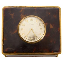 Tortoise Shell Desk Box with Clock