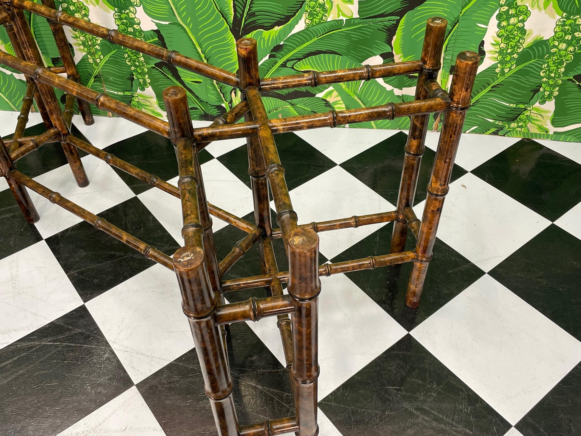 Tortoise Shell Faux Bamboo Dining Table Base For Sale 4