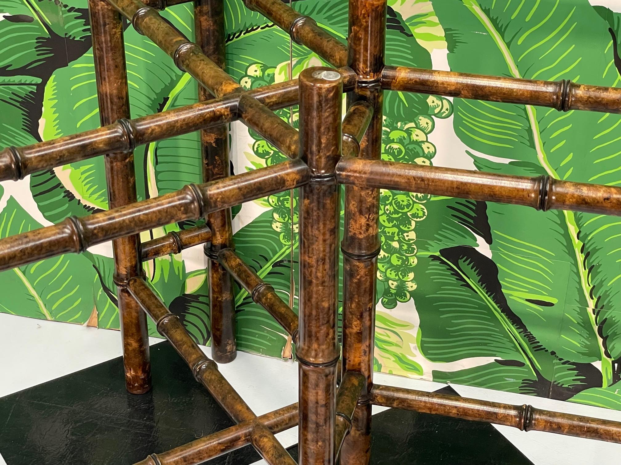 Tortoise Shell Faux Bamboo Dining Table Base In Good Condition For Sale In Jacksonville, FL