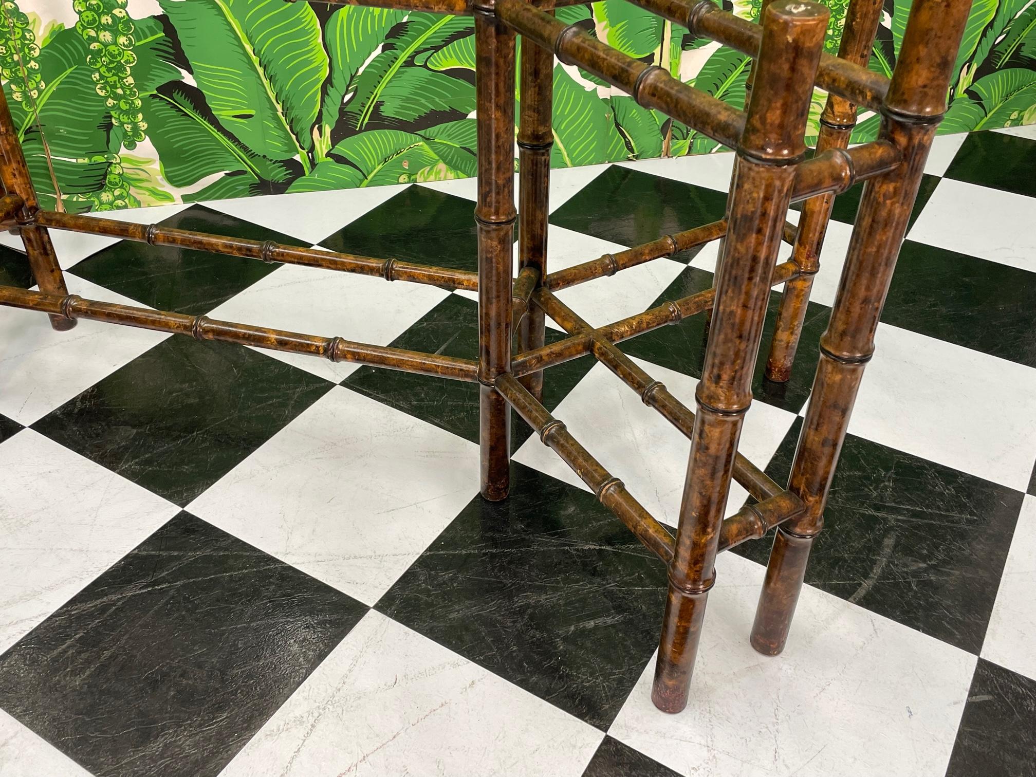 20th Century Tortoise Shell Faux Bamboo Dining Table Base For Sale