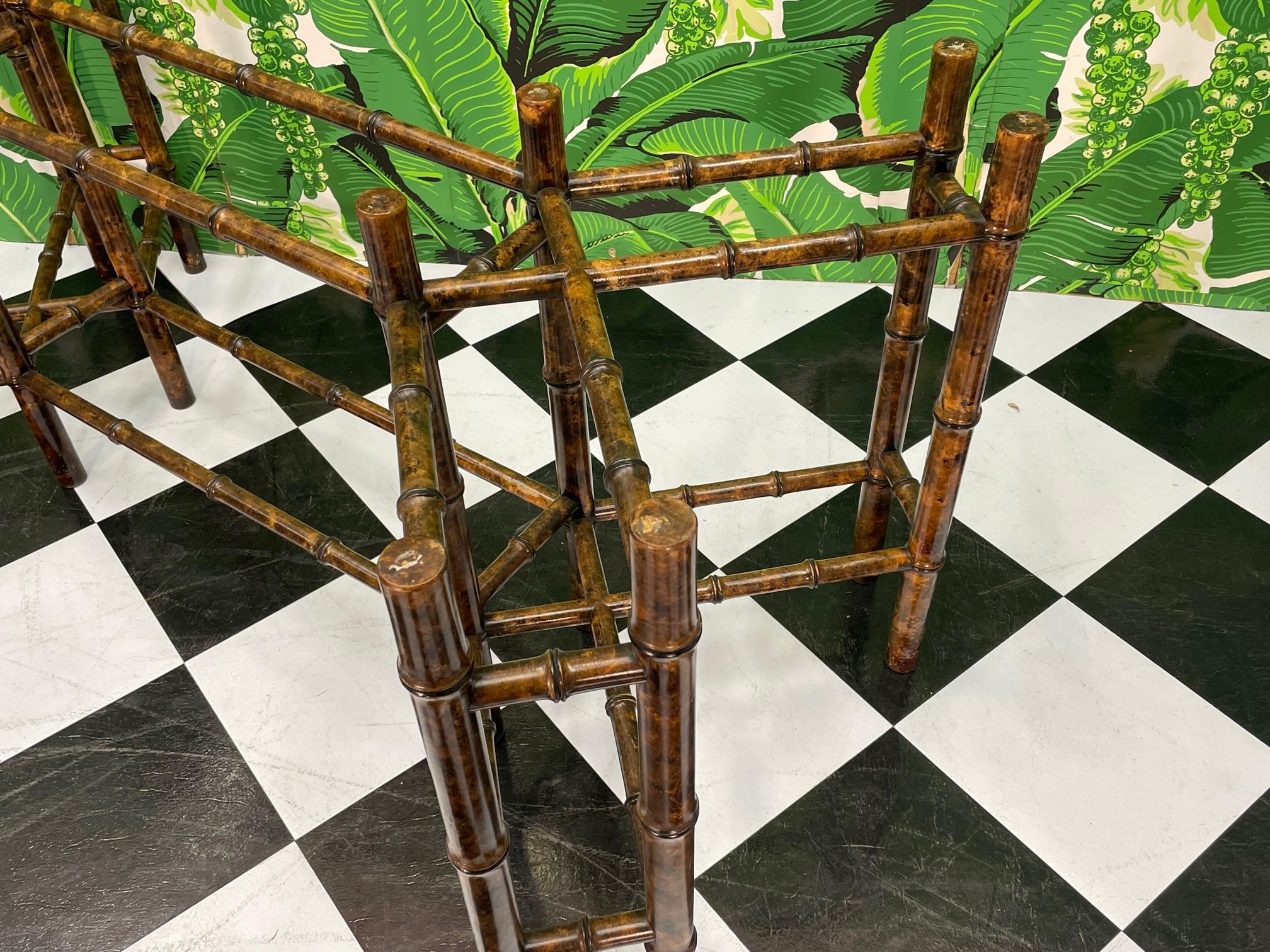 Tortoise Shell Faux Bamboo Dining Table Base For Sale 3