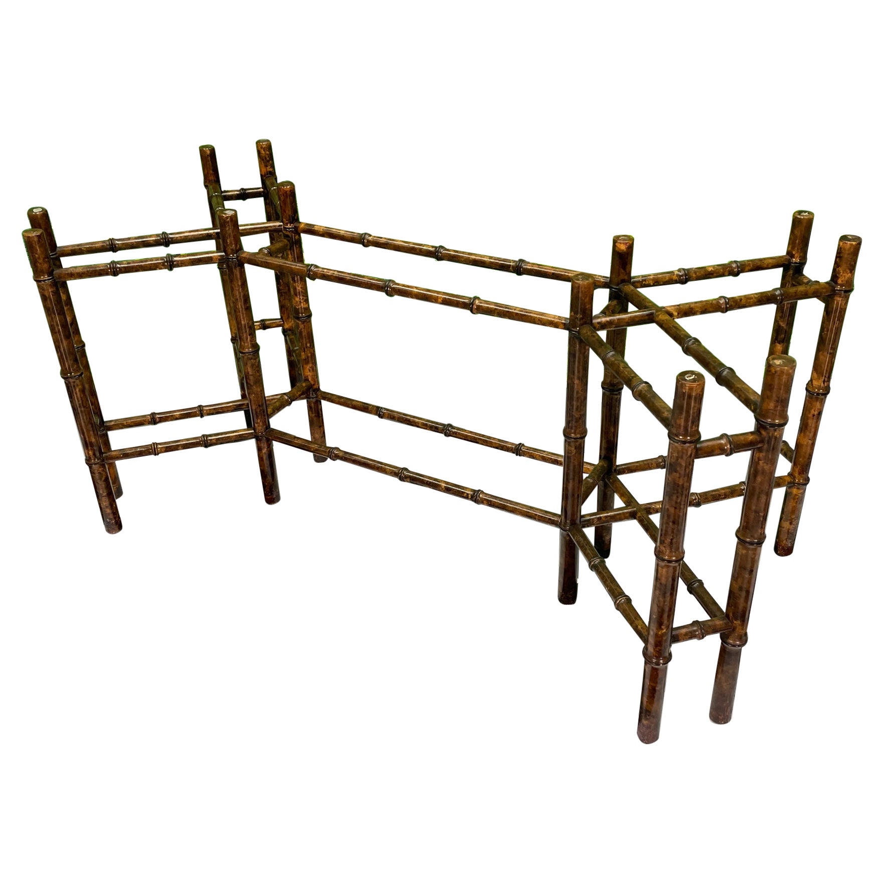 Tortoise Shell Faux Bamboo Dining Table Base For Sale