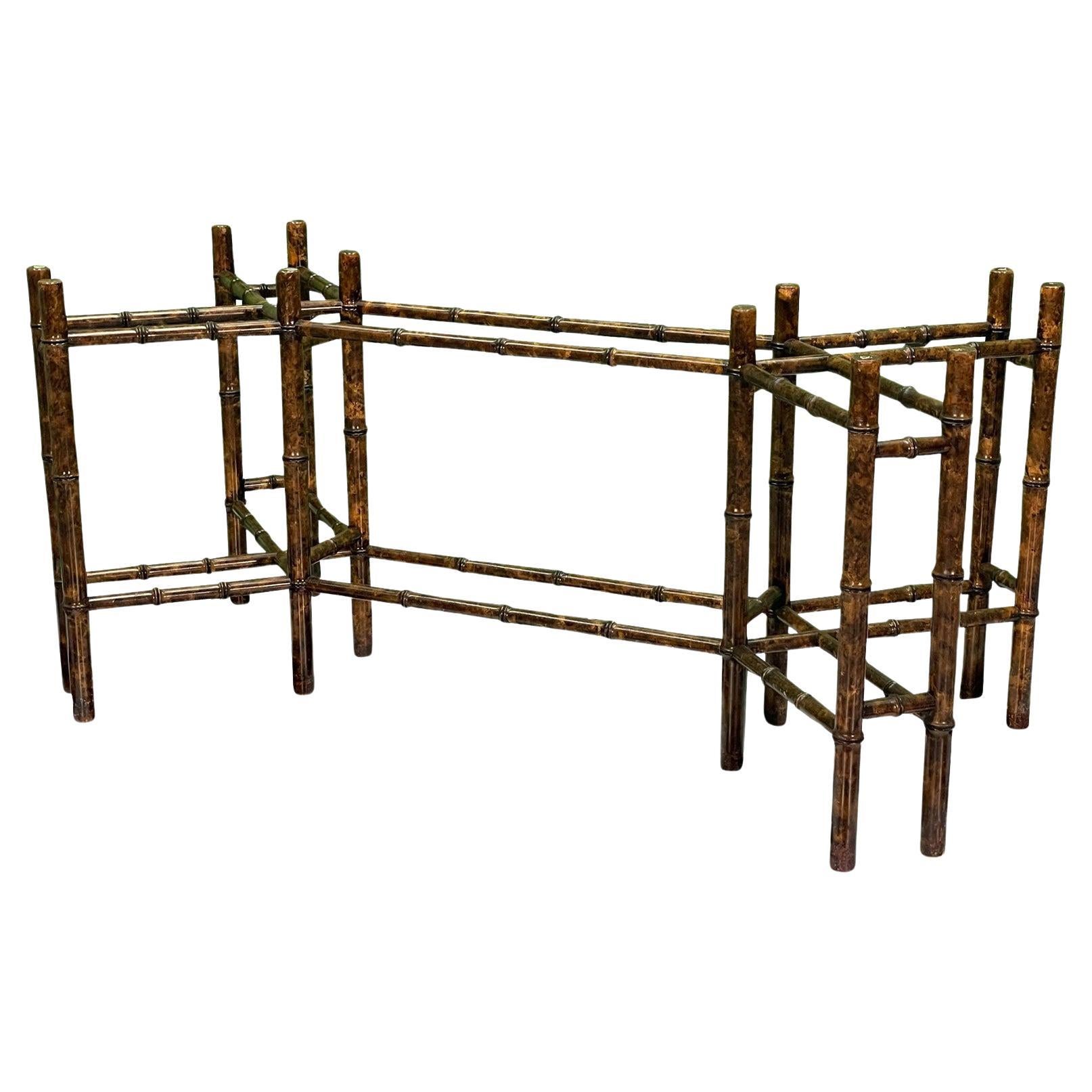 Tortoise Shell Faux Bamboo Dining Table Base For Sale