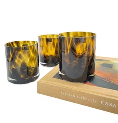 Tortoise Shell Glass Pitcher and 3 Glasses