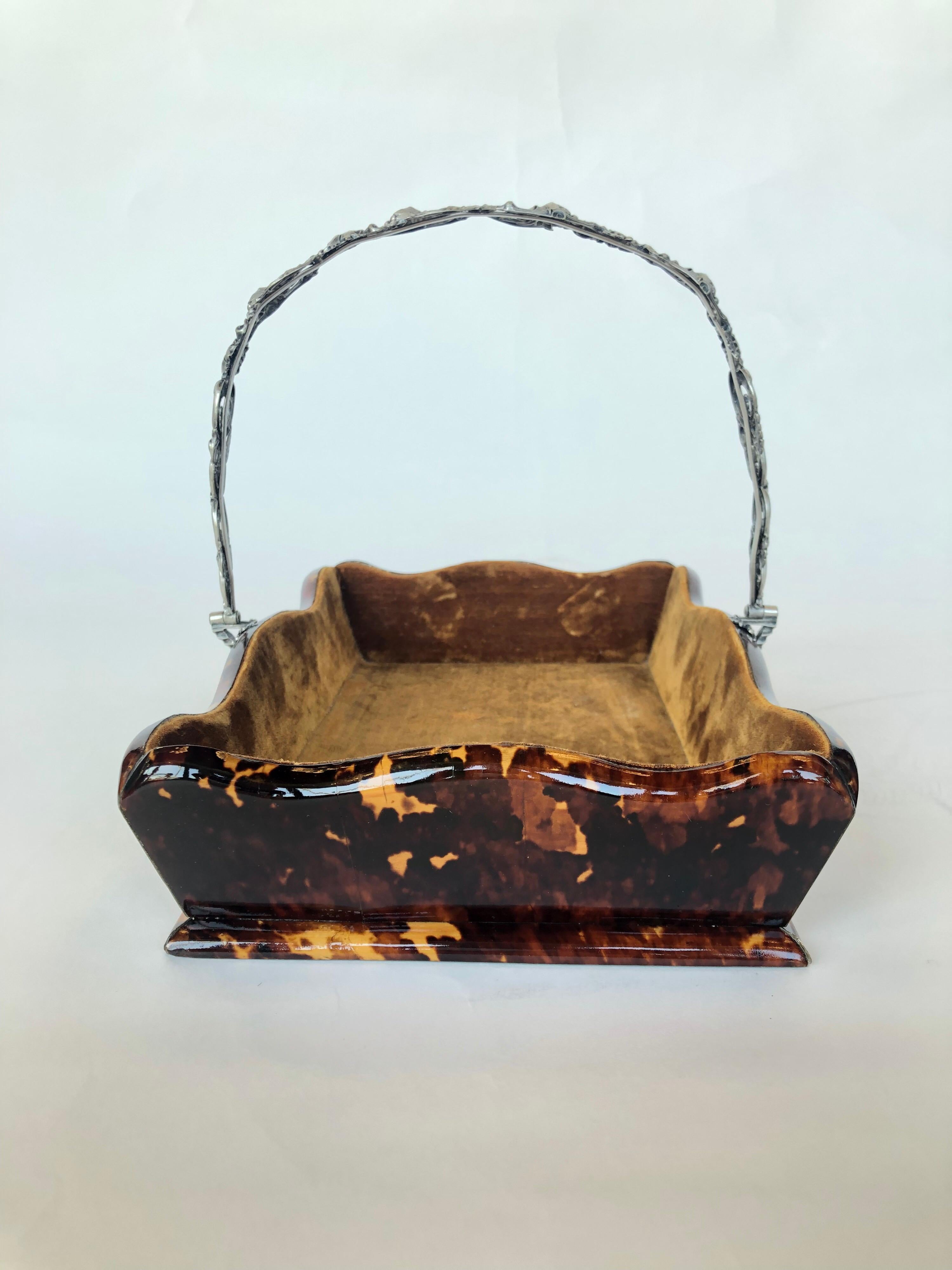 Tortoise Shell Glove Box and Basket For Sale 2