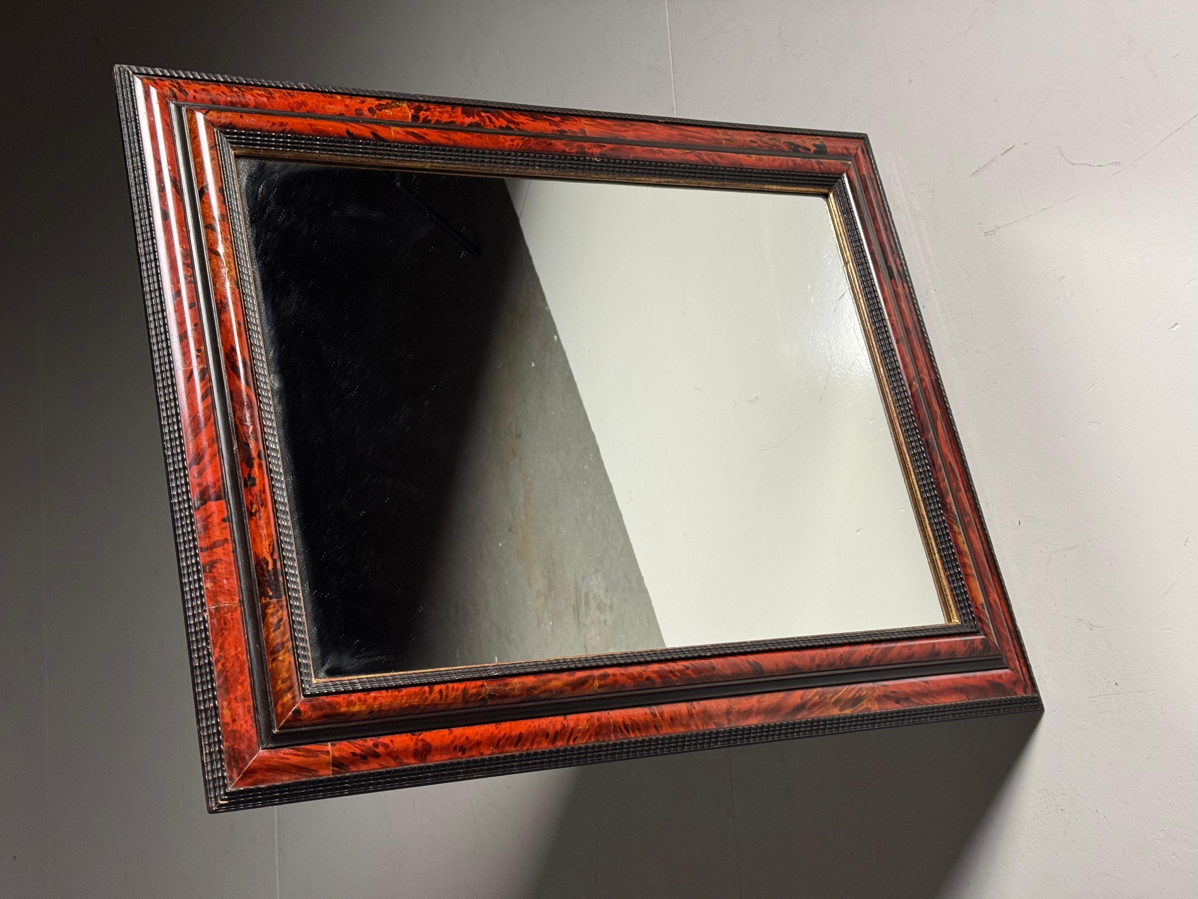 Fantastic Tortoise shell ripple frame mirror. Dutch/Flemish, mid 20th century.