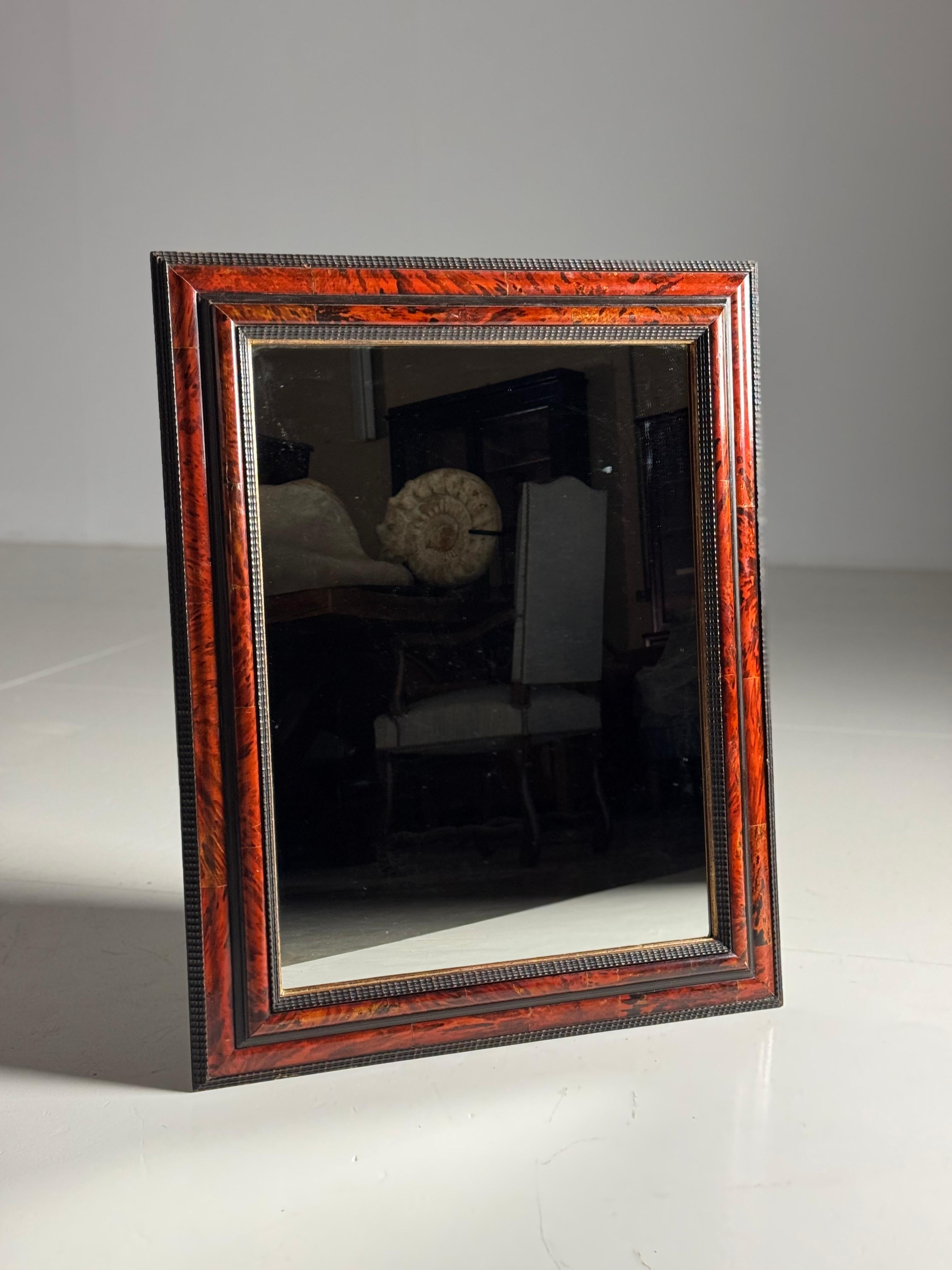 Dutch Tortoise Shell mirror ripple frame For Sale