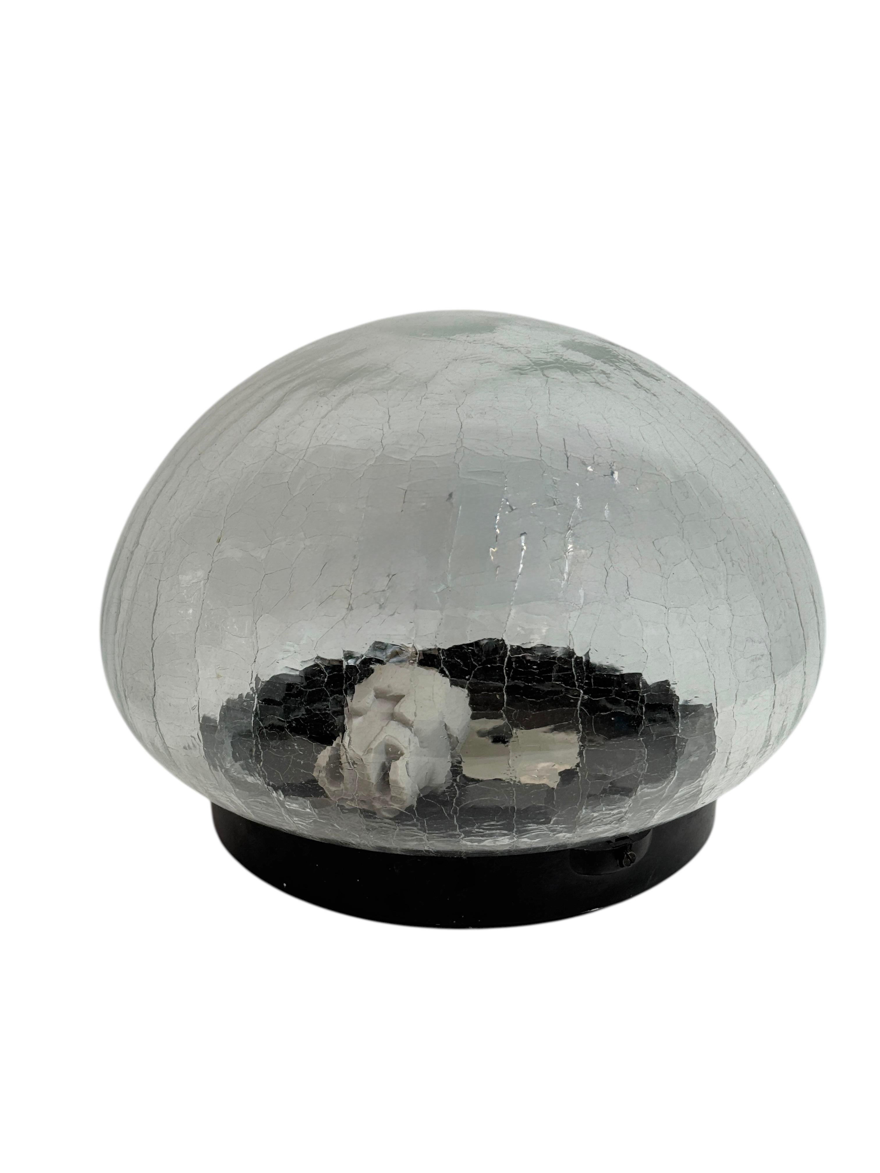 Mid-Century Modern Tortoise Shell Pattern Clear Glass Flush Mount Vintage Austria 1960s For Sale