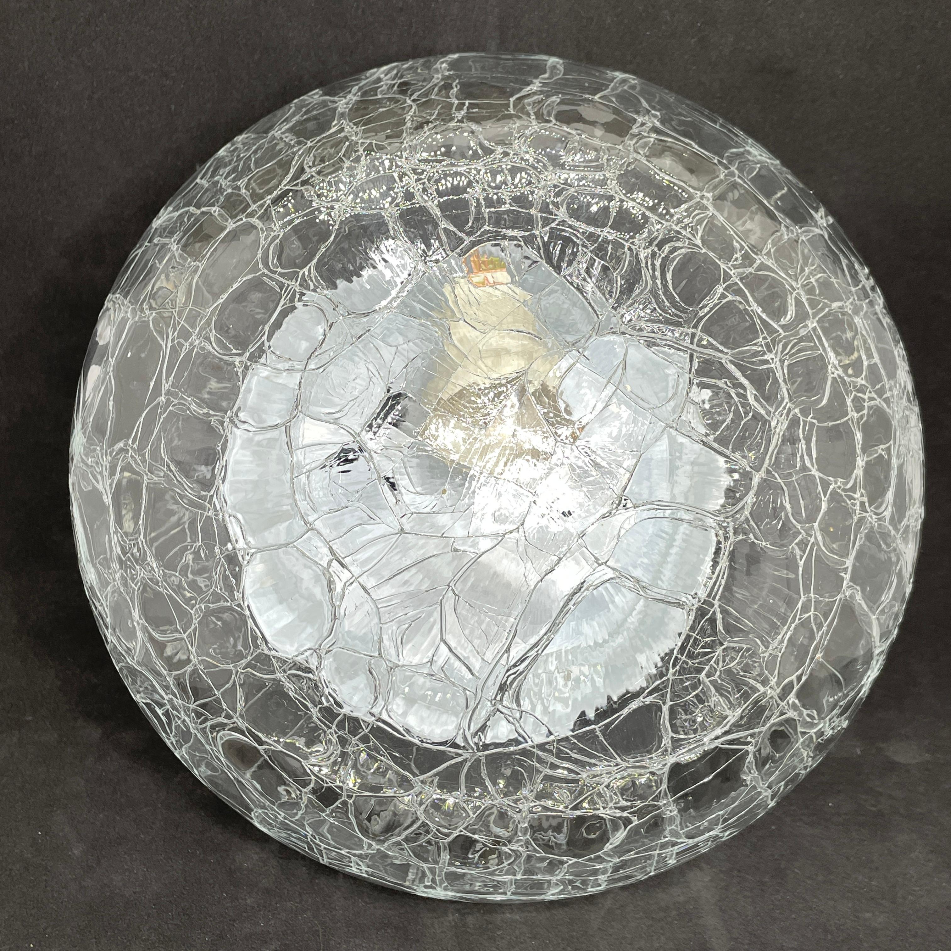 Tortoise Shell Pattern Clear Glass Flush Mount Vintage German 1960s RZB Leuchten For Sale 4