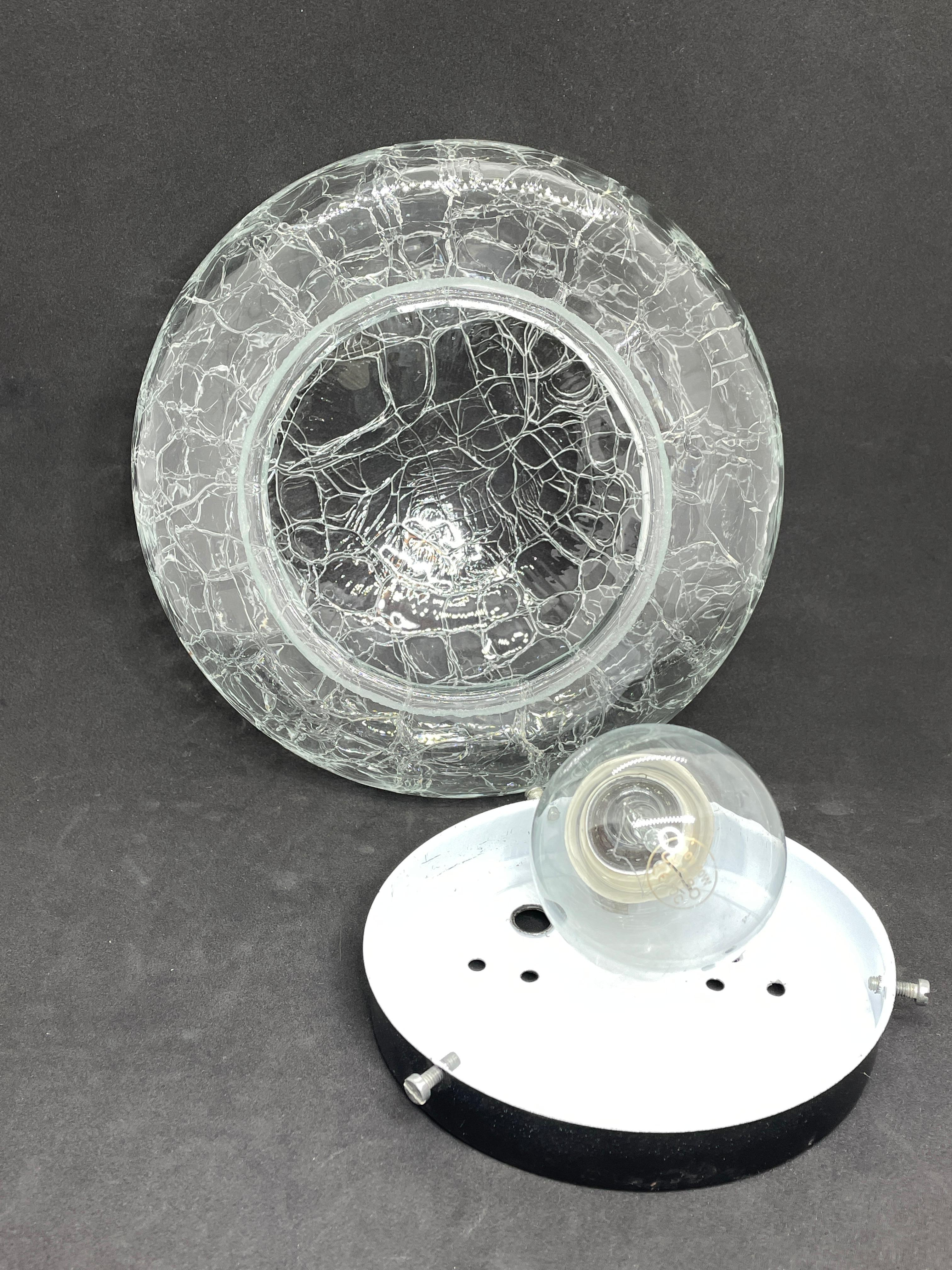 Tortoise Shell Pattern Clear Glass Flush Mount Vintage German 1960s RZB Leuchten For Sale 1
