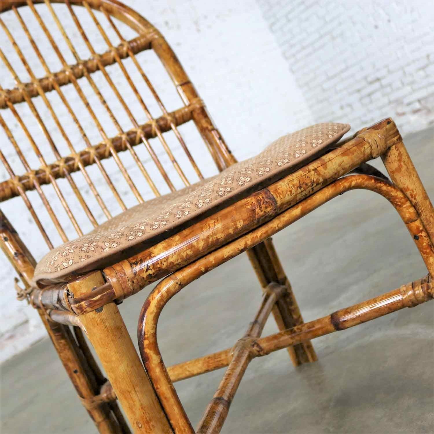 Tortoise Shell Rattan Desk/Vanity Table and Chair Set 6