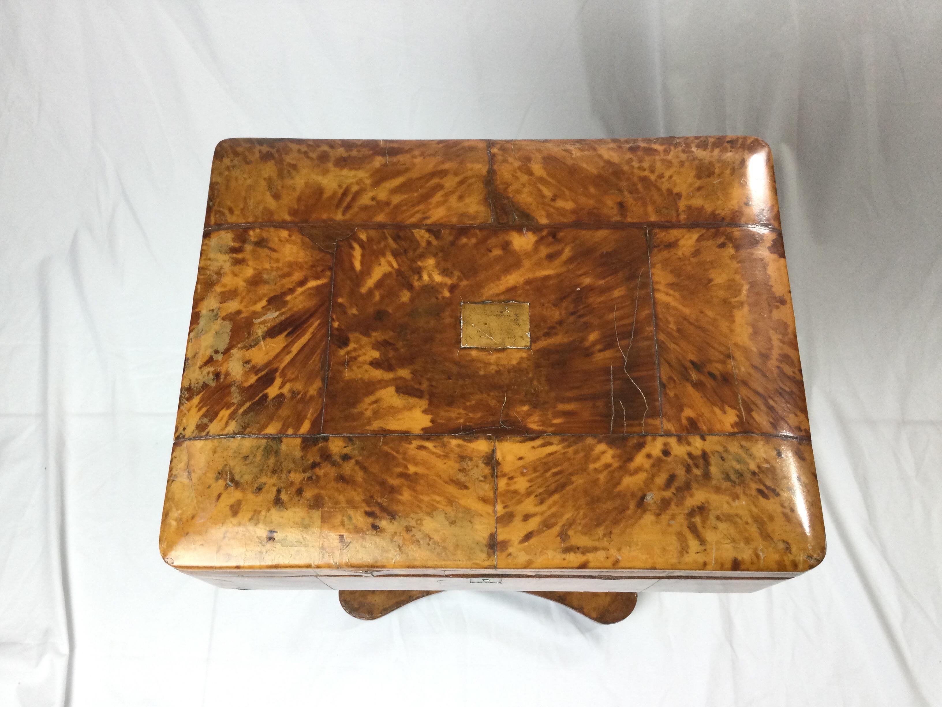 Tortoise Shell Sewing Box on Stand, circa 1860 In Good Condition For Sale In Lambertville, NJ