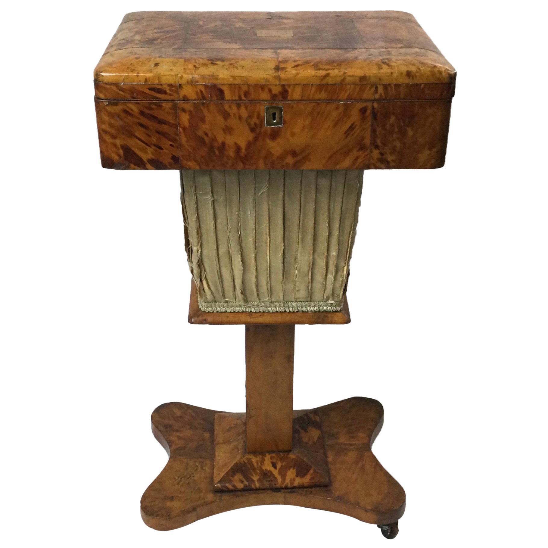 Tortoise Shell Sewing Box on Stand, circa 1860