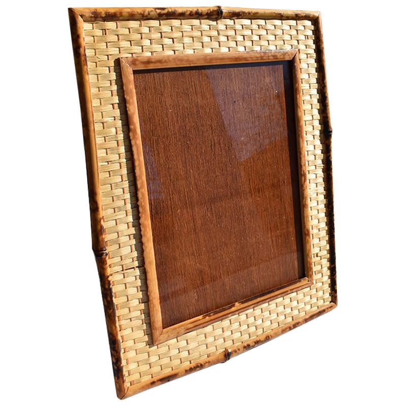 Tortoise Shell, Tiger Wood or Scorched Bamboo Photo Frame with Stand, Taiwan