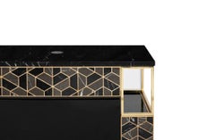 Tortoise Suspension Cabinet with Yellow Triano Marble Top