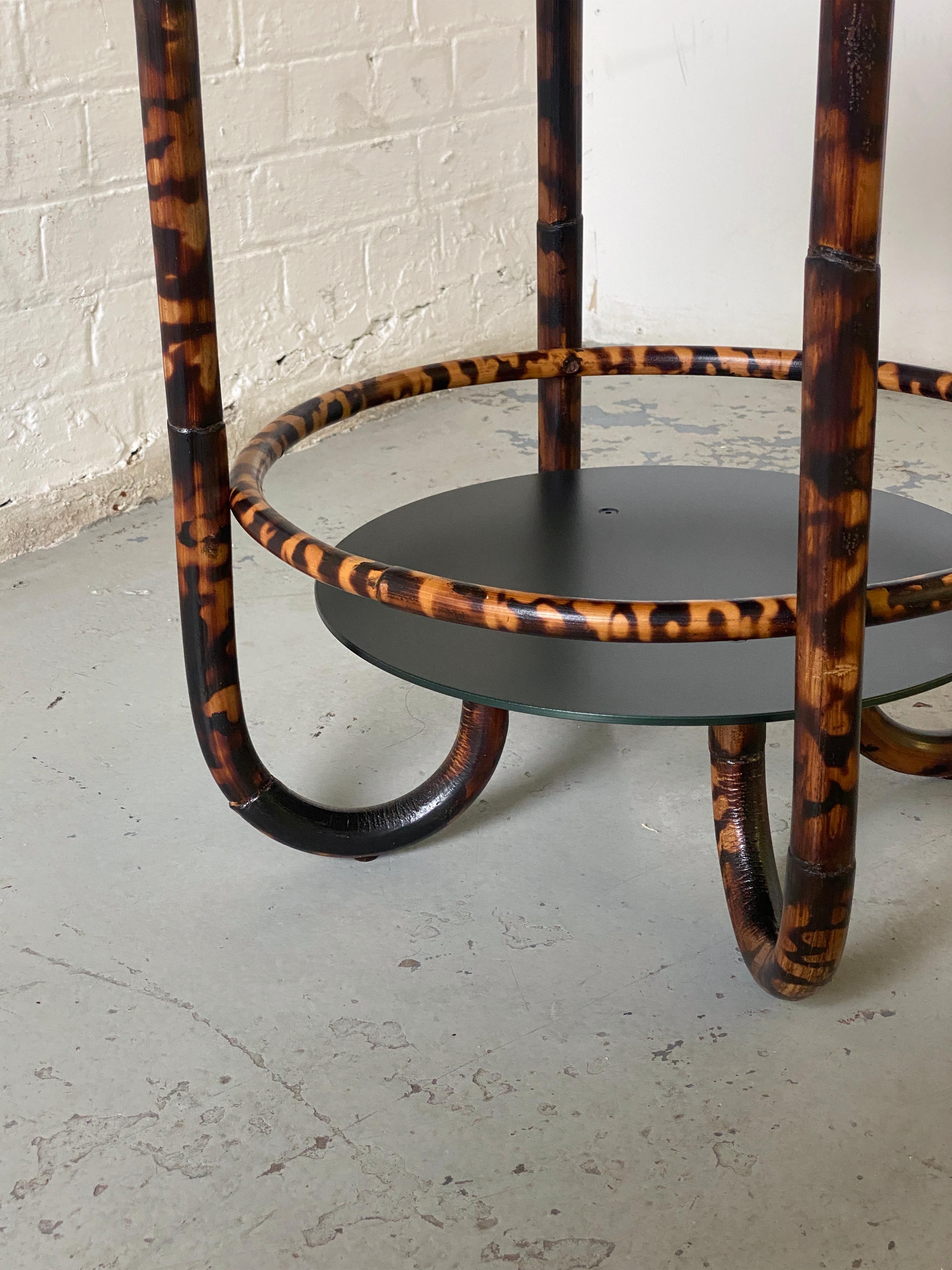 Tortoise Torched Rattan and Forest Green Anodised Aluminium Cocktail Table In New Condition For Sale In London, GB