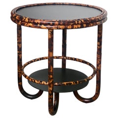 Cocktail Table in rattan tartarugato e alluminio anodizzato verde bosco