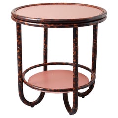 Tortoise Torched Rattan and Salmon-Coloured Anodised Aluminium Cocktail Table