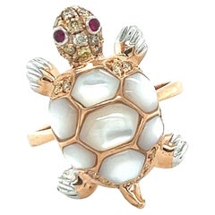 Tortoise White Shell 18k Rose Gold Ring