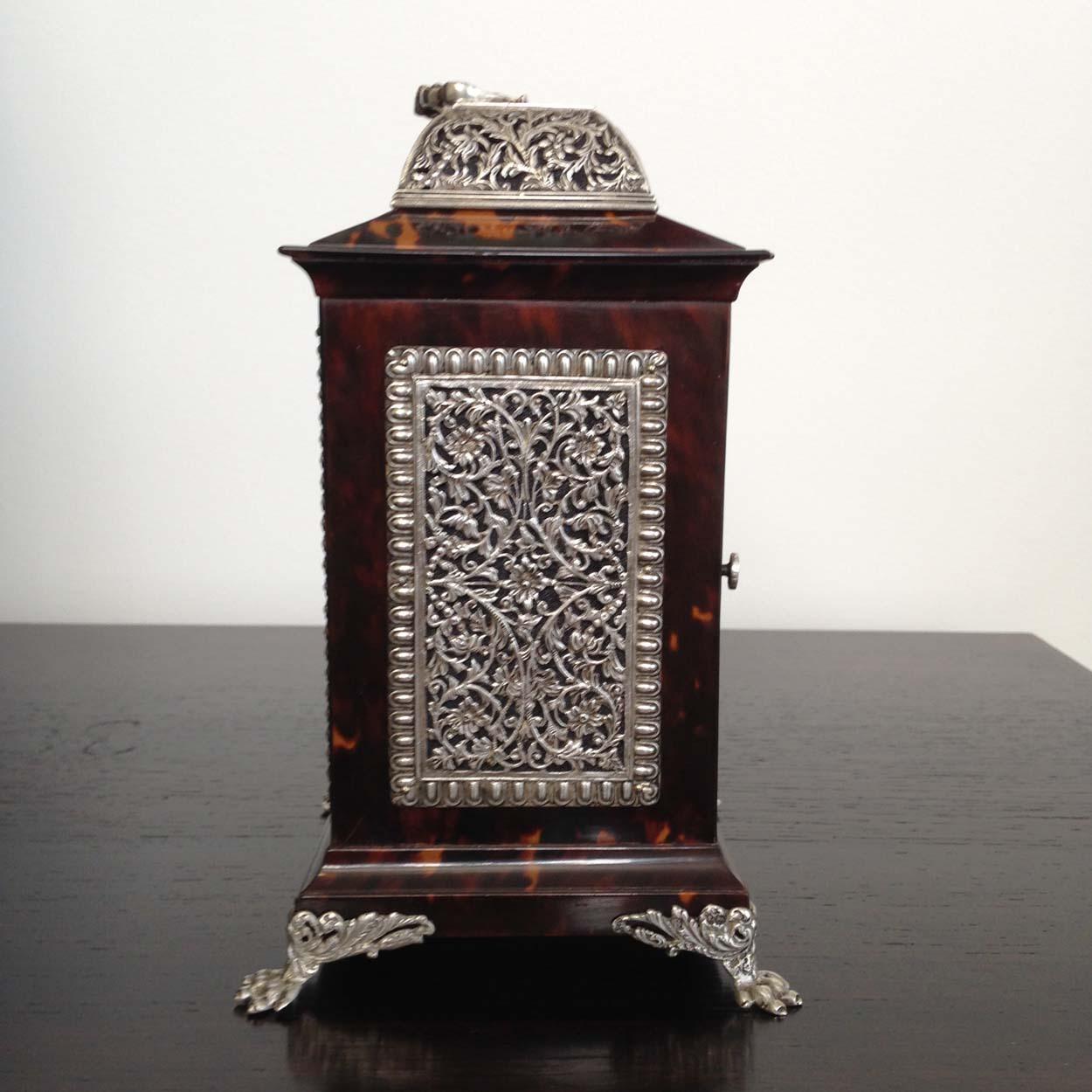 19th Century Tortoiseshell and Silver Carriage Clock, John Batson, London, circa 1890 For Sale