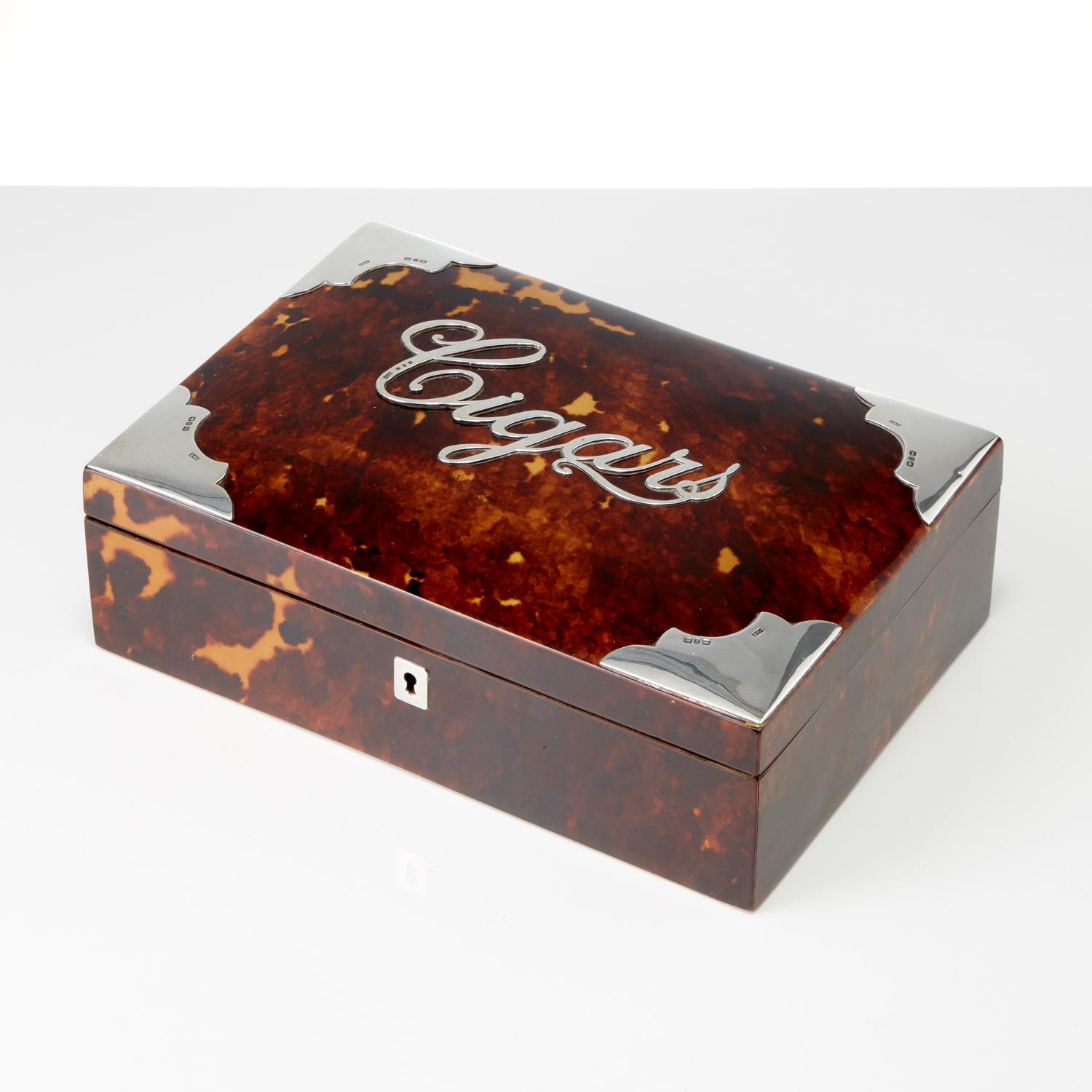 British Tortoiseshell and Silver Cigar Box Pearce and Thompson, Birmingham, 1897