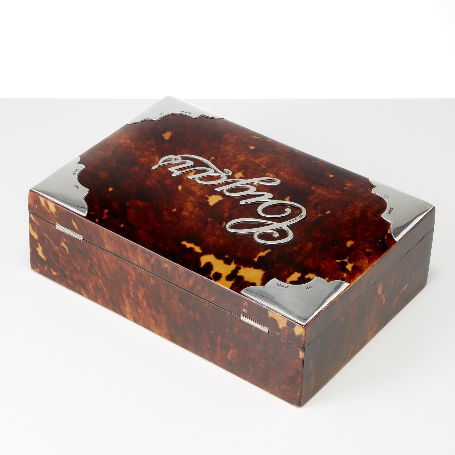 Tortoiseshell and Silver Cigar Box Pearce and Thompson, Birmingham, 1897 In Excellent Condition In London, GB