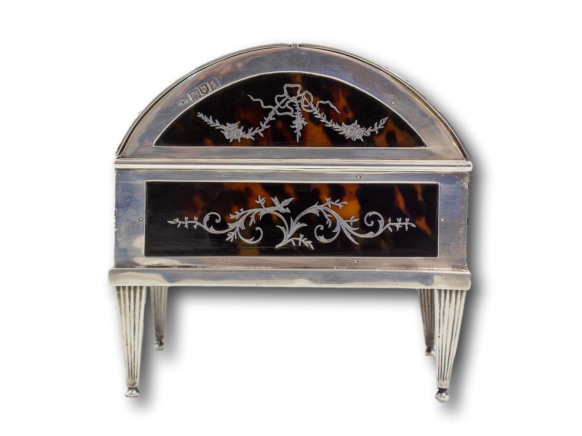 English Tortoiseshell and Silver Jewellery Box William Comyns For Sale