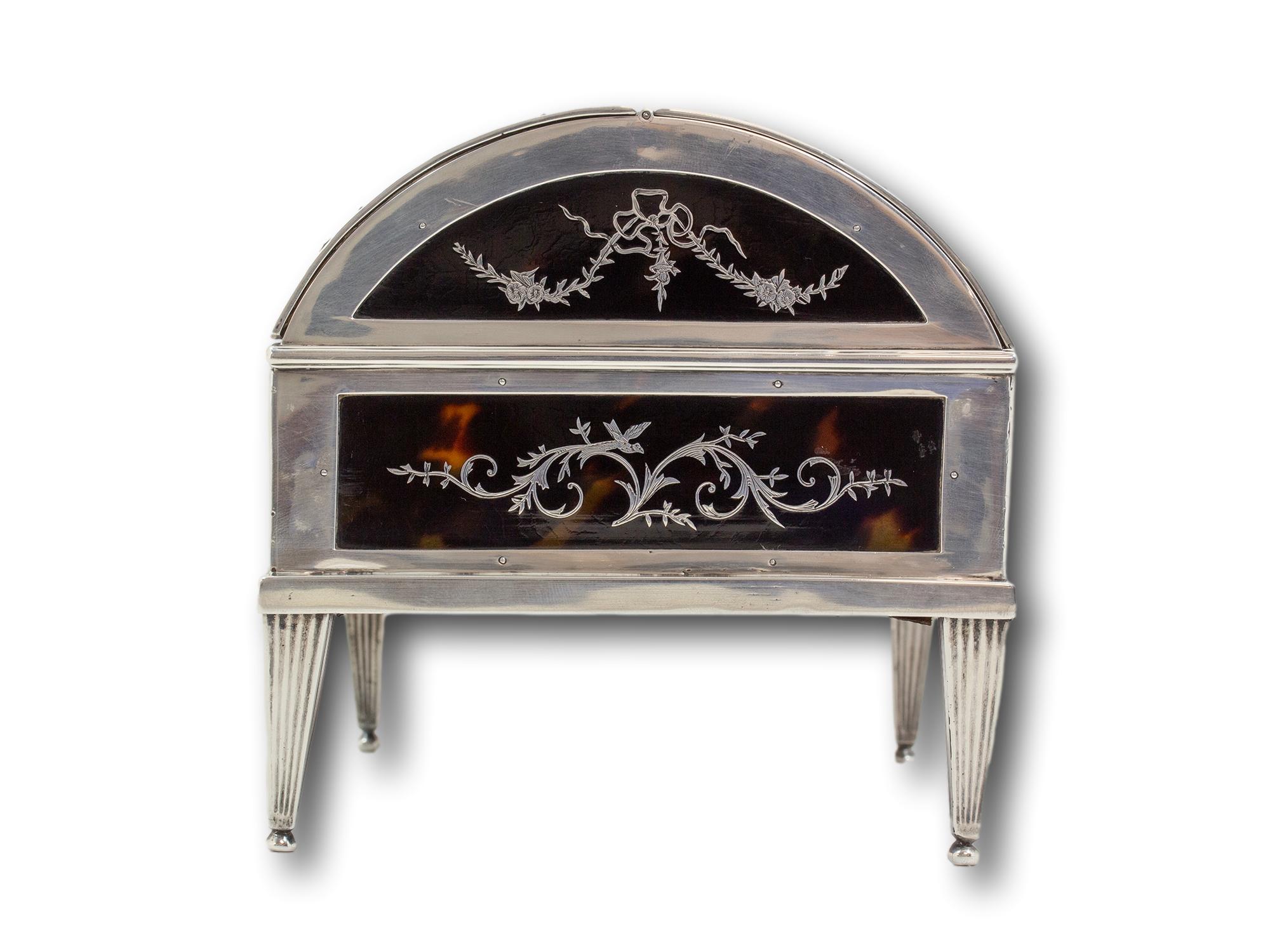 Tortoiseshell and Silver Jewellery Box William Comyns In Good Condition For Sale In Northampton, GB